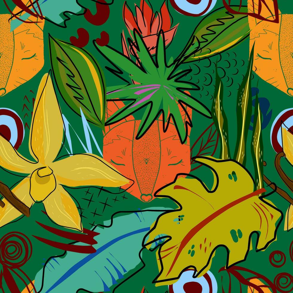 tropical jungle fabric pattern vector
