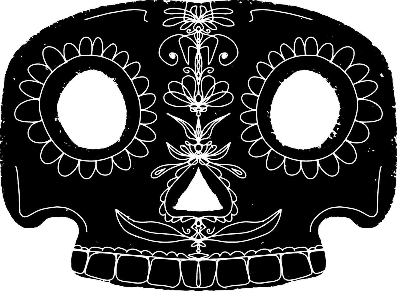 a black and white drawing of a sugar skull vector