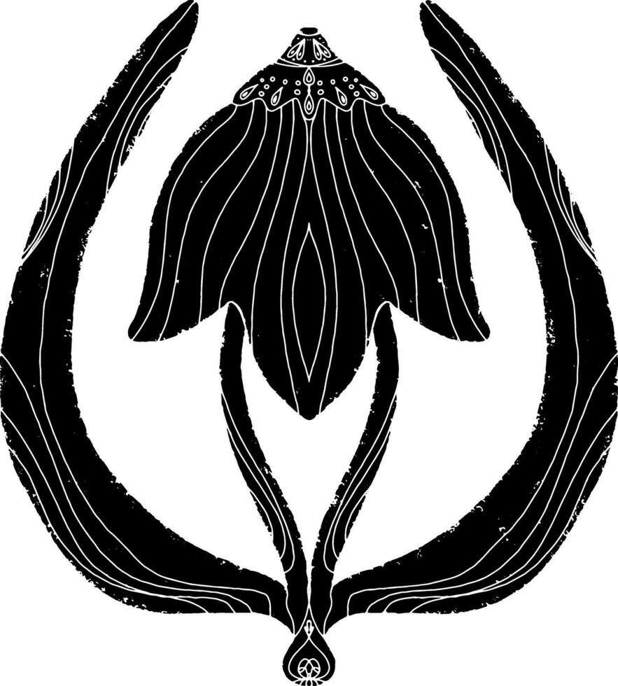 a black and white drawing of a flower vector