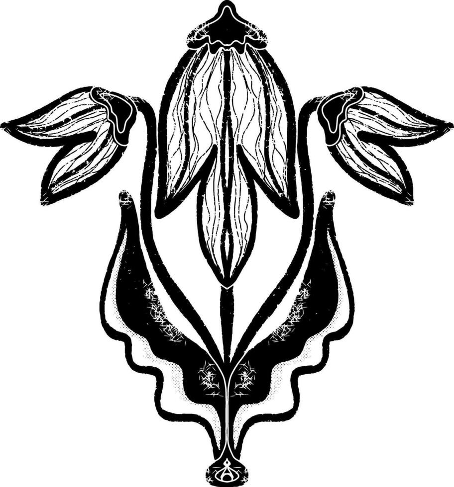 a black and white drawing of a flower vector