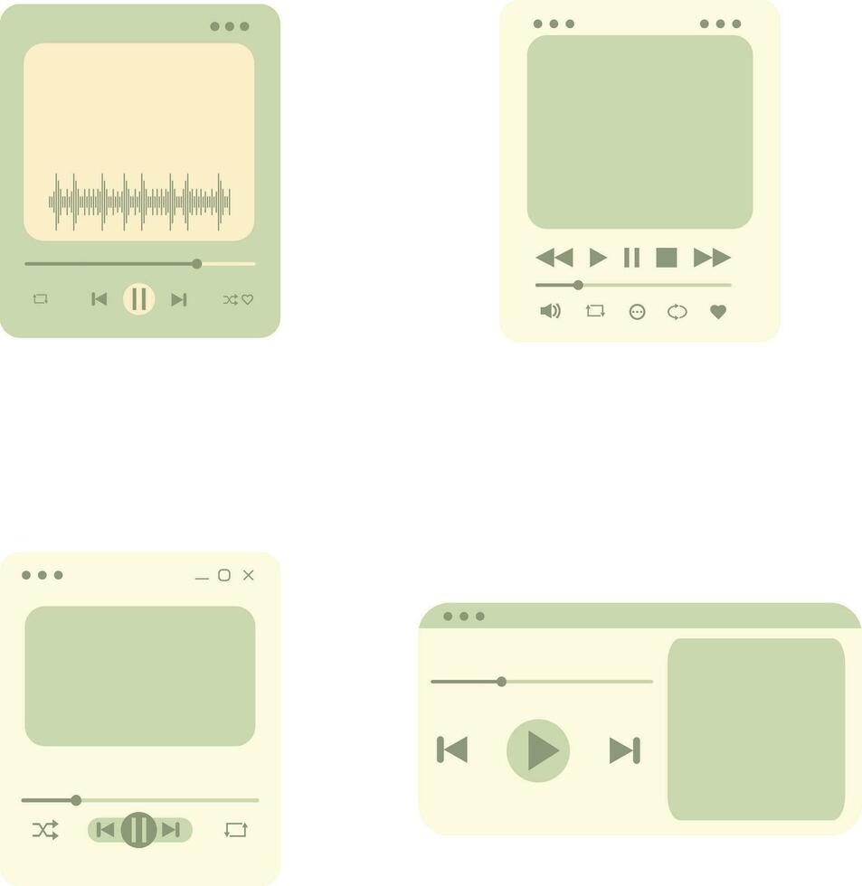 ui música jugador con interfaz diseño. aislado en blanco antecedentes. vector ilustración colocar.