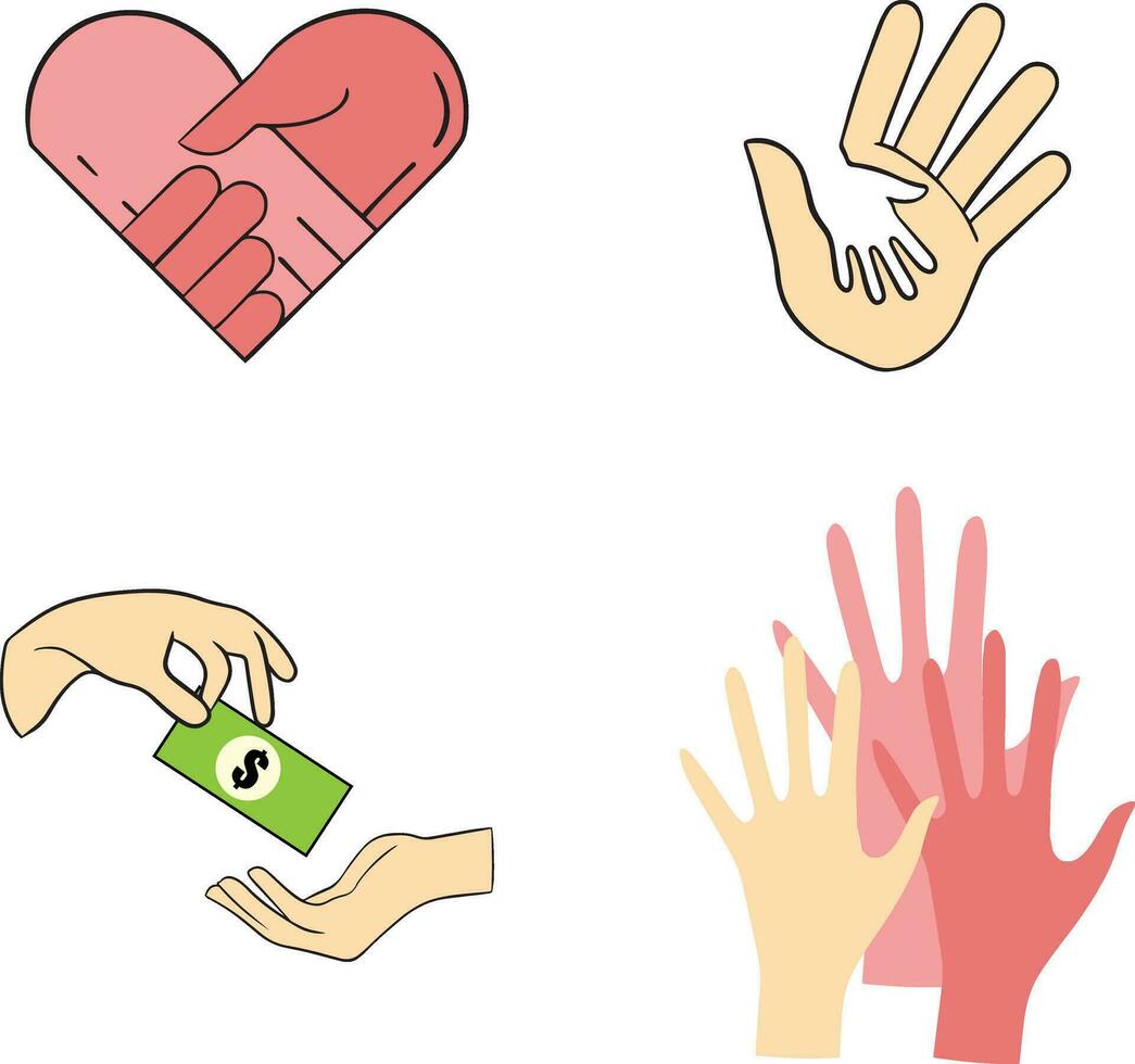 International Day of Charity Icon Set. Vector Illustration.