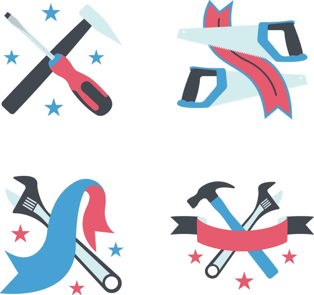 Happy Labor Day Icon Set. Isolated Vector. vector
