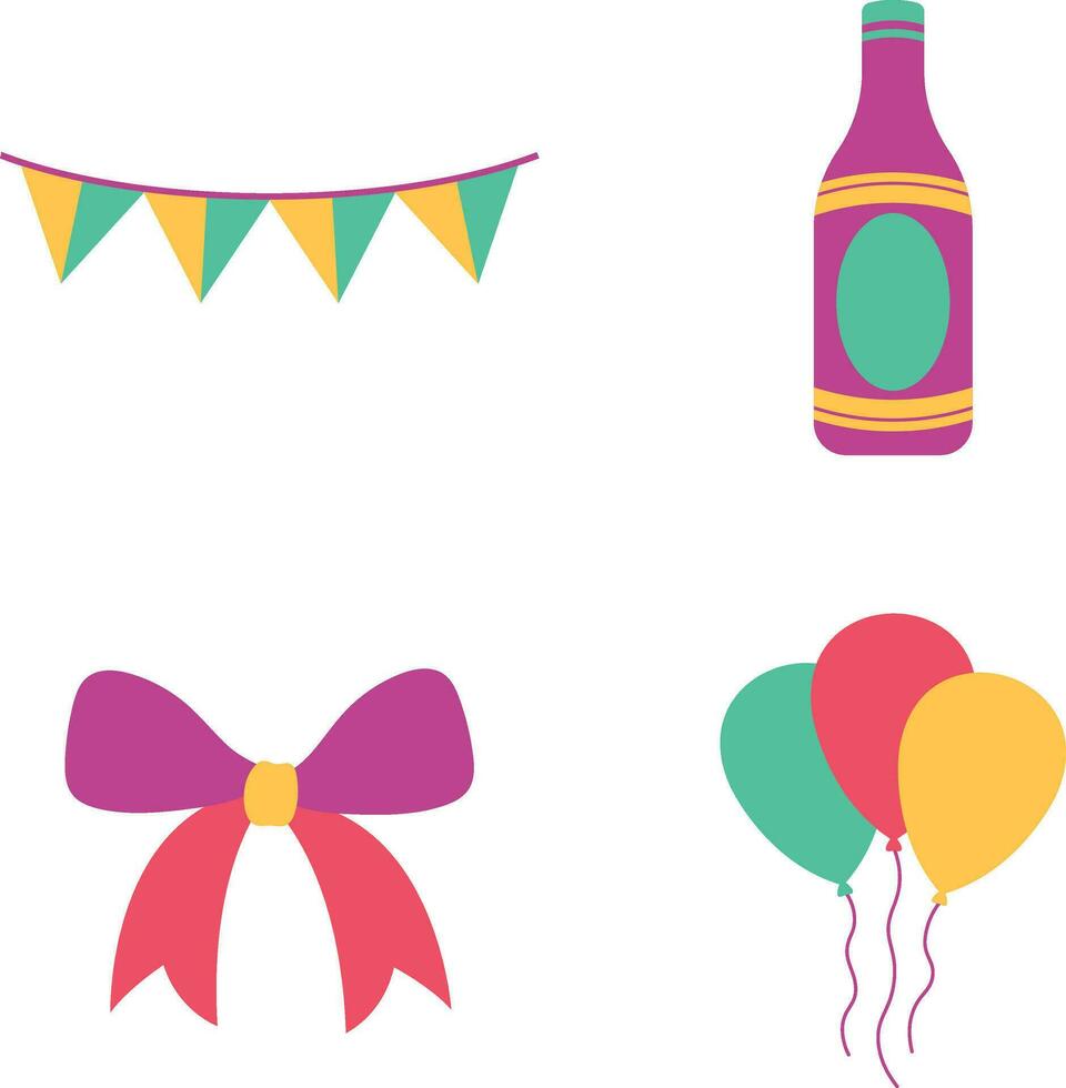 New Year Party Icon. Isolated Vector Set.