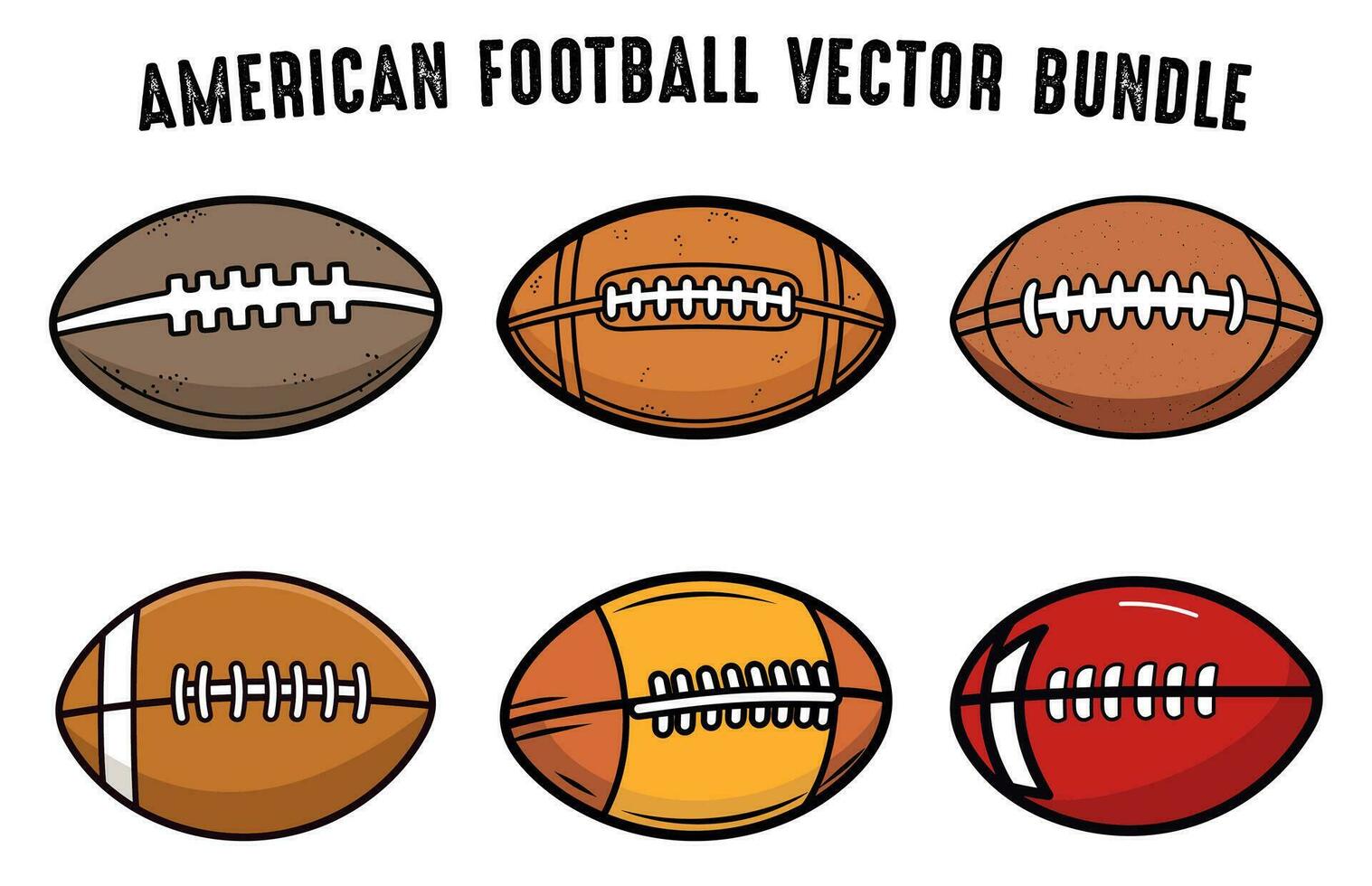 Free American Football vector illustration Bundle, Set of Rugby footballs clipart