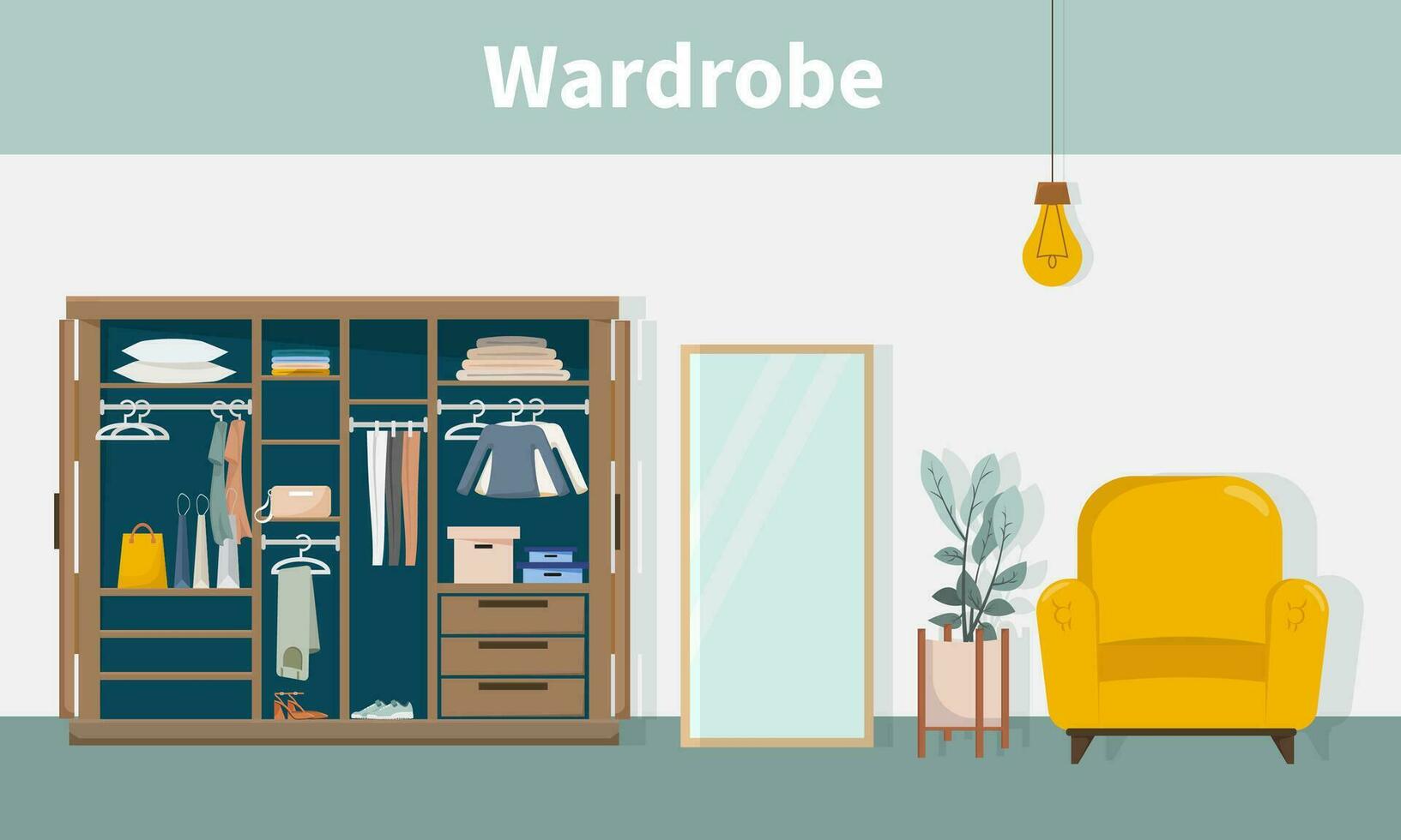 Wardrobe interior  vector illustration