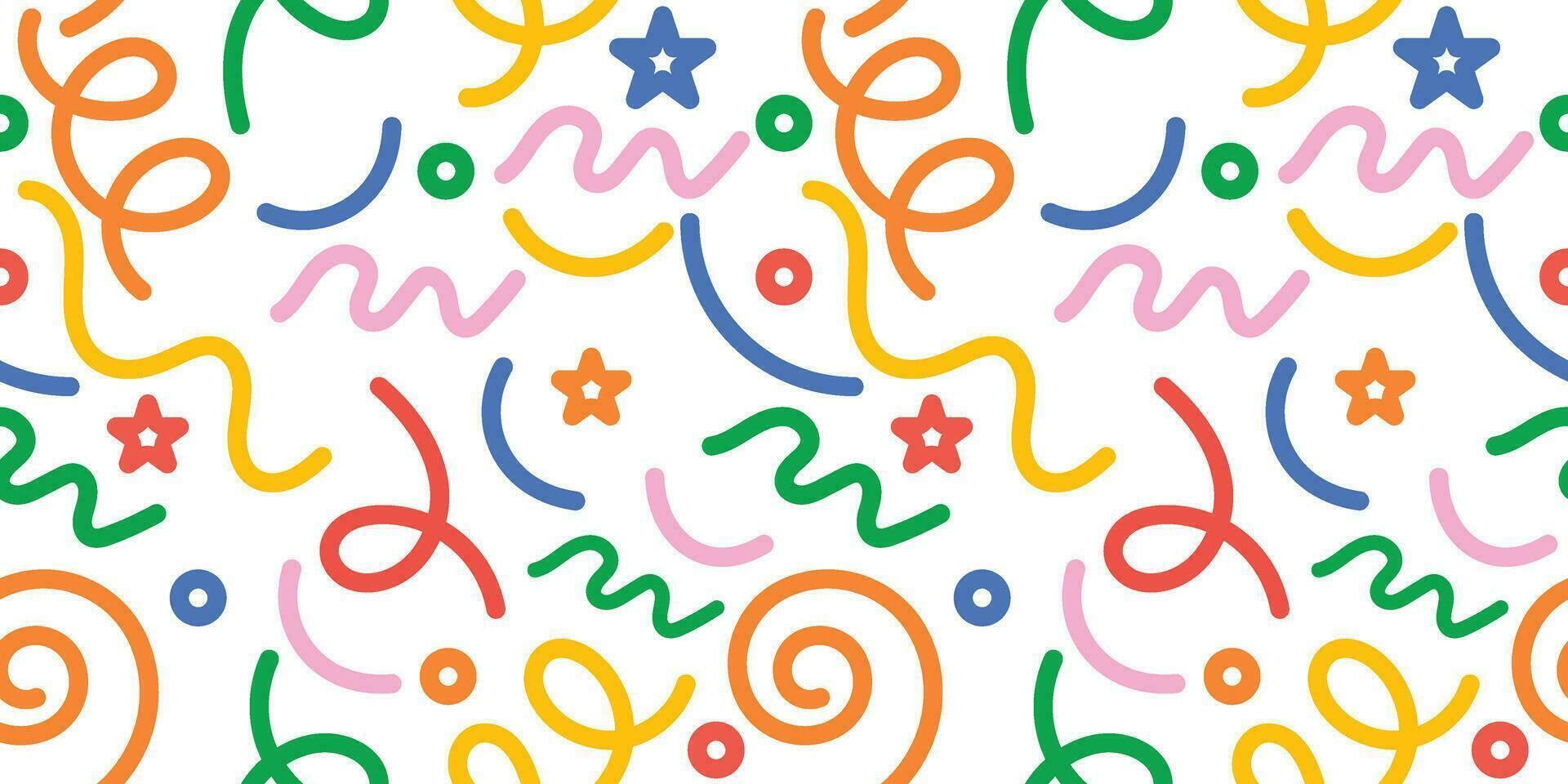 seamless pattern fun colorful line doodle vector