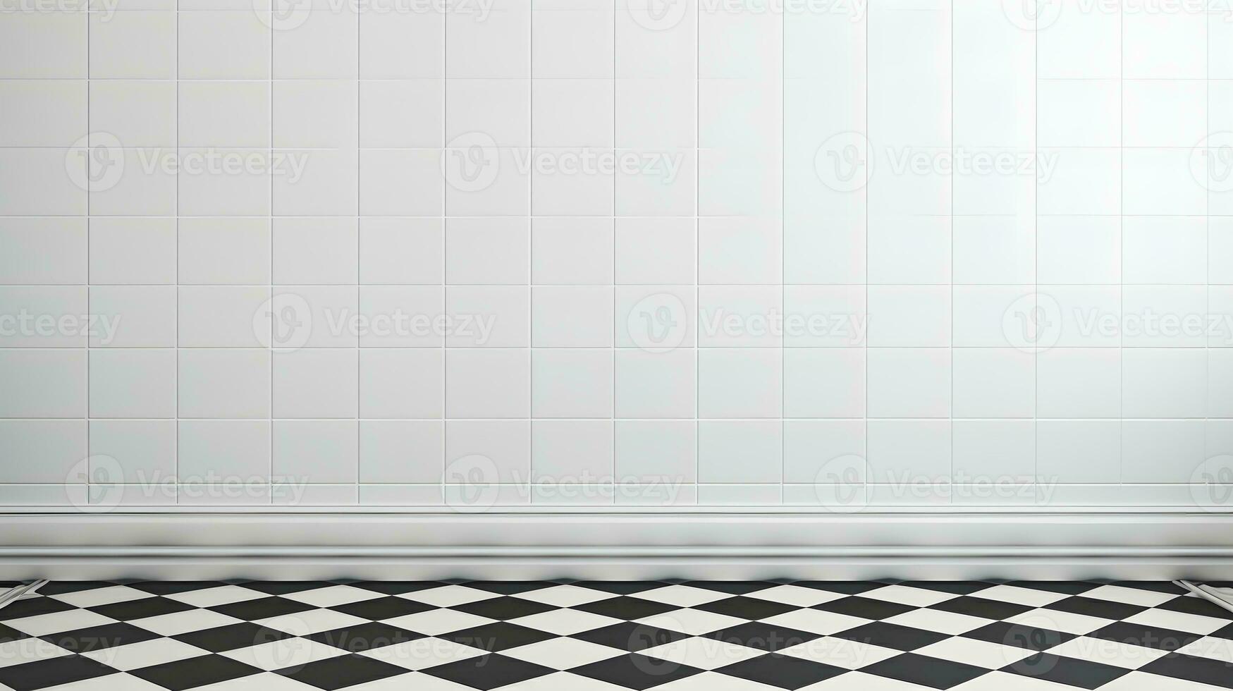 White tile wall chequered background bathroom floor texture. AI Generated photo