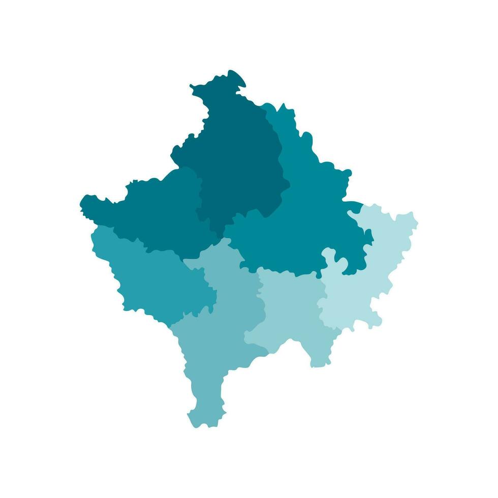 Vector isolated illustration of simplified administrative map of Kosovo. Borders of the districts. Colorful blue khaki silhouettes.