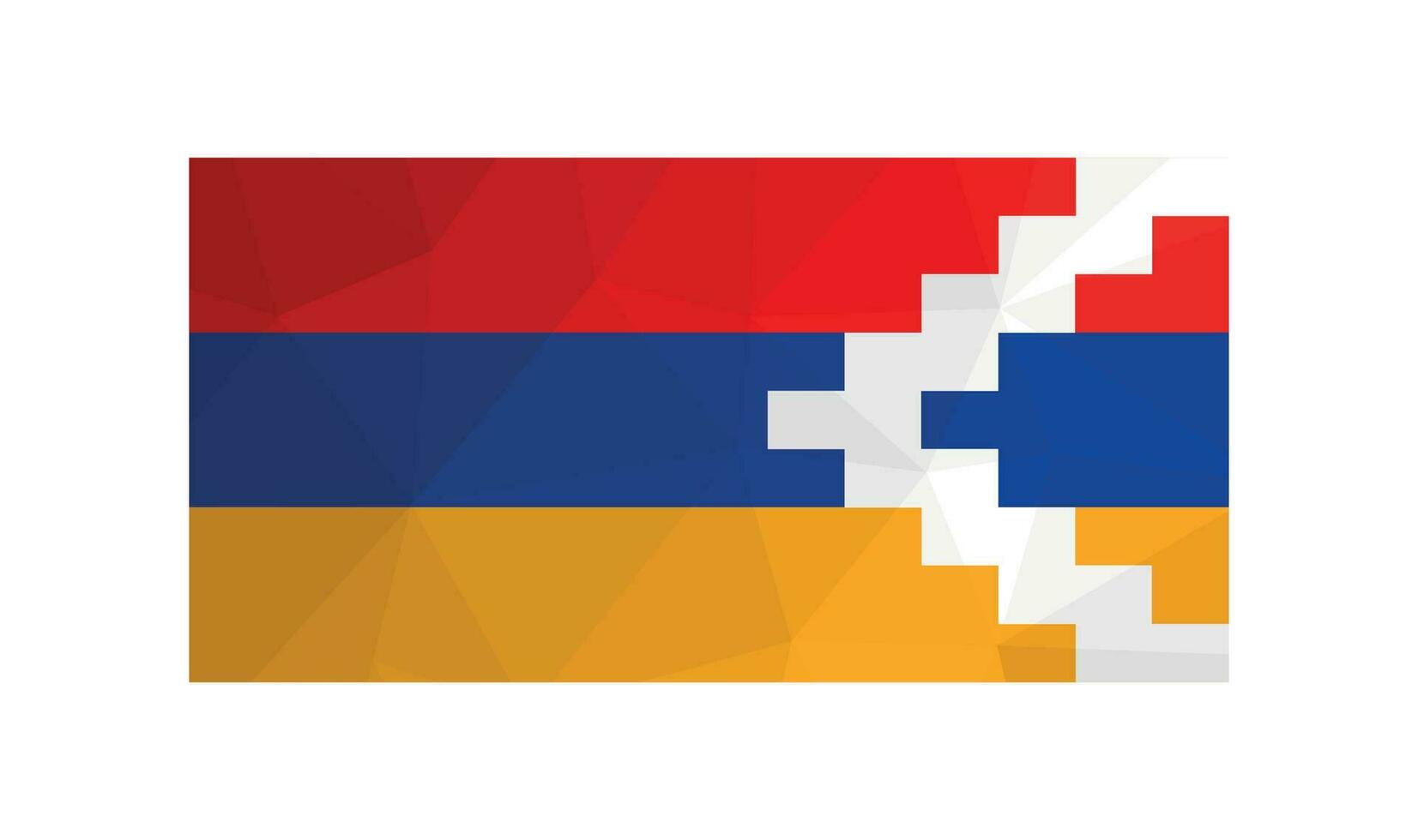 vector ilustración. nacional bandera en rojo, azul, verde colores. oficial símbolo de artesaj, nagorno Karabaj república. creativo diseño en bajo escuela politécnica estilo con triangular formas