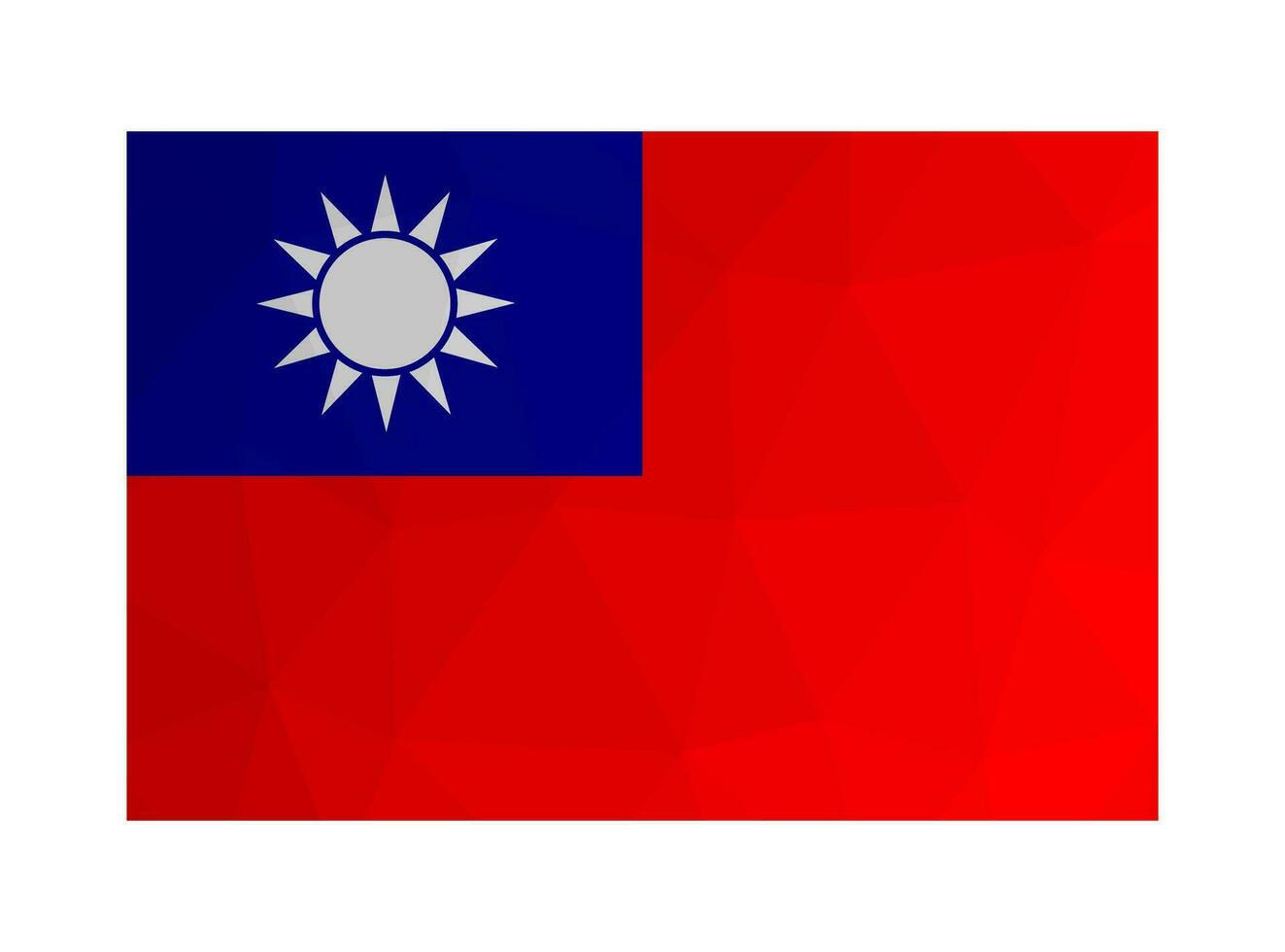 vector ilustración. nacional taiwanés bandera con azul cielo, blanco sol, rojo tierra. oficial símbolo de Taiwán, república de porcelana. diseño en bajo escuela politécnica estilo con triangular formas degradado efecto.