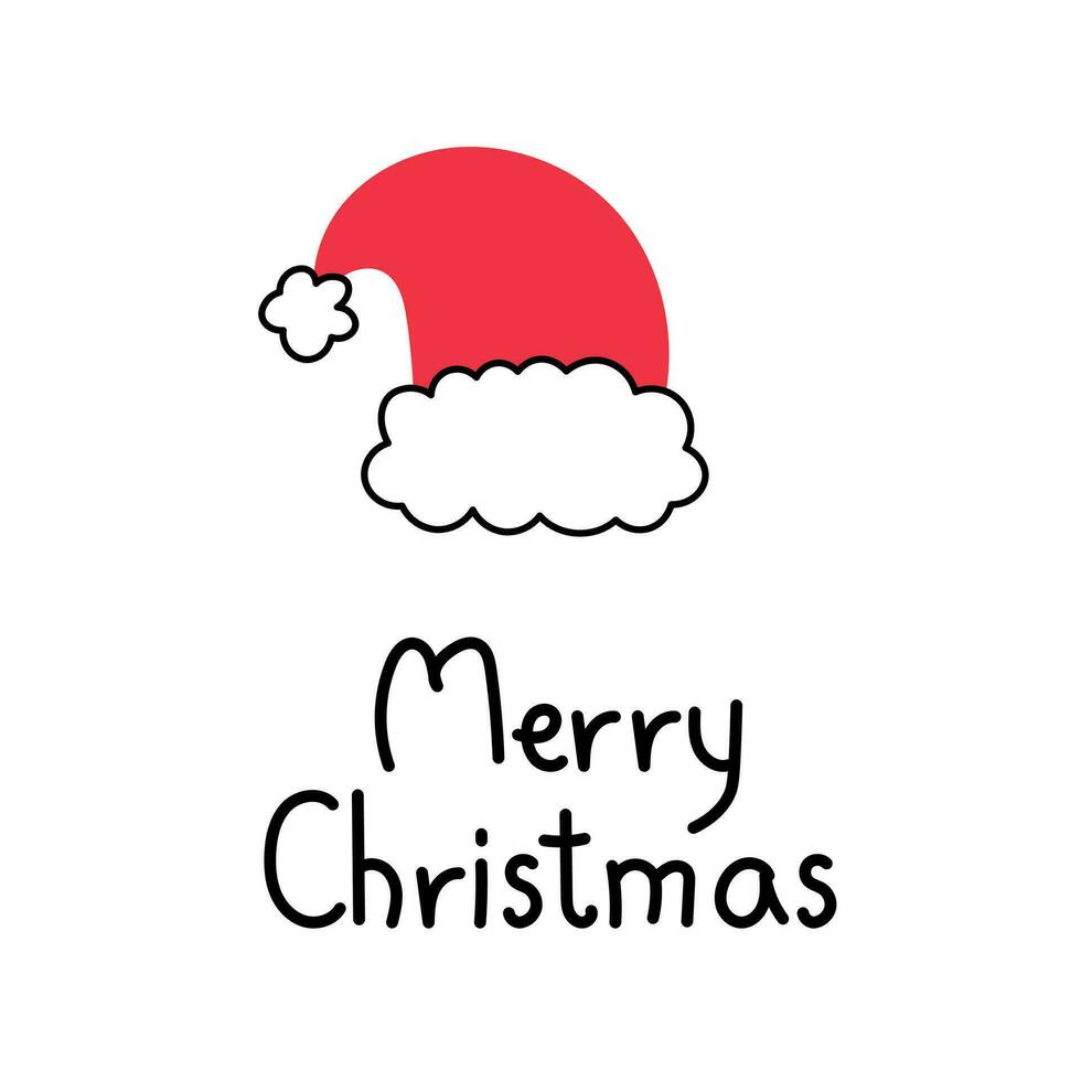 Merry Christmas card with Santa Claus hat vector