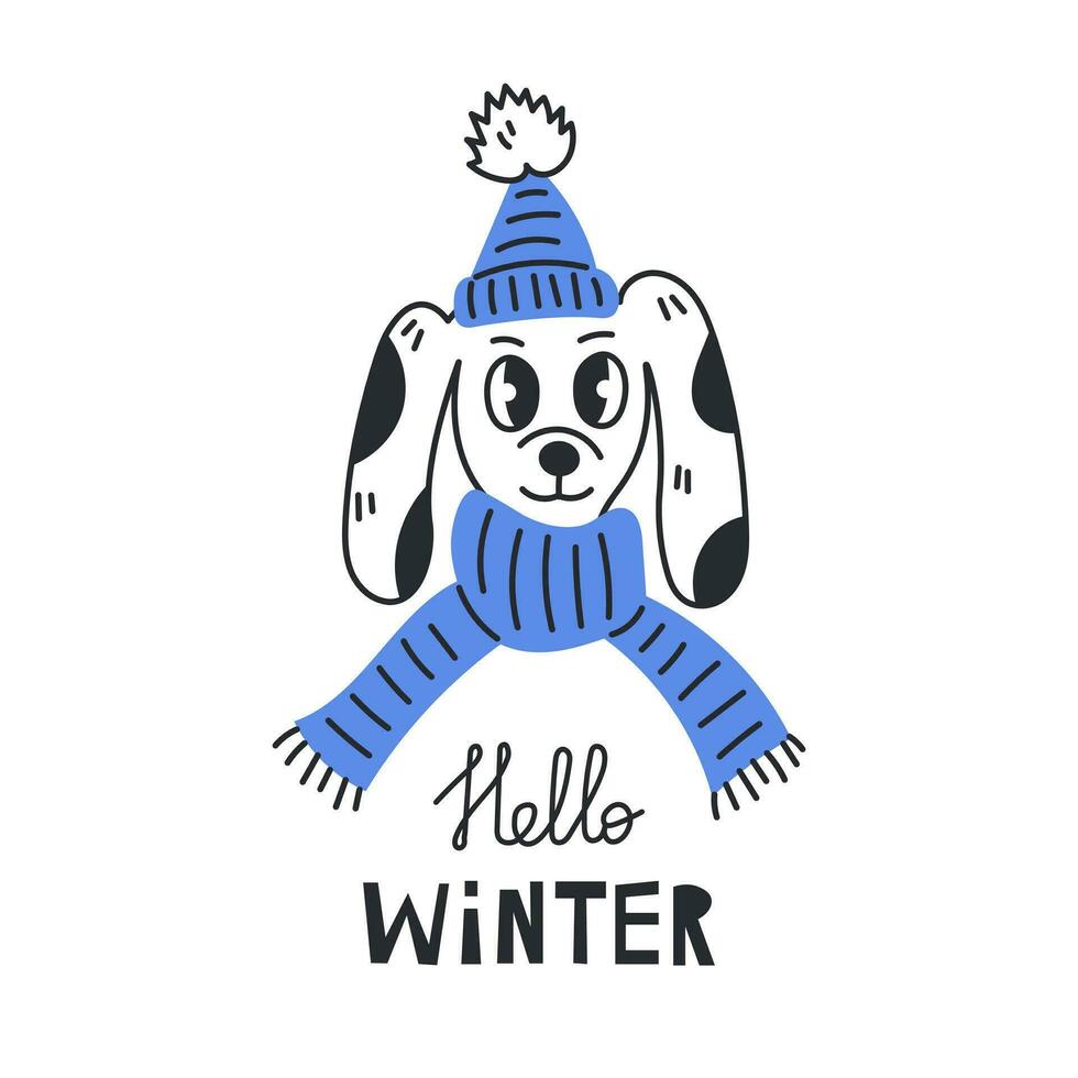 Hello winter dog vector