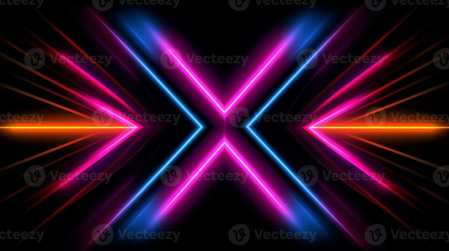 Abstract abstract neon glowing line, Technology background, Generative AI illustration photo