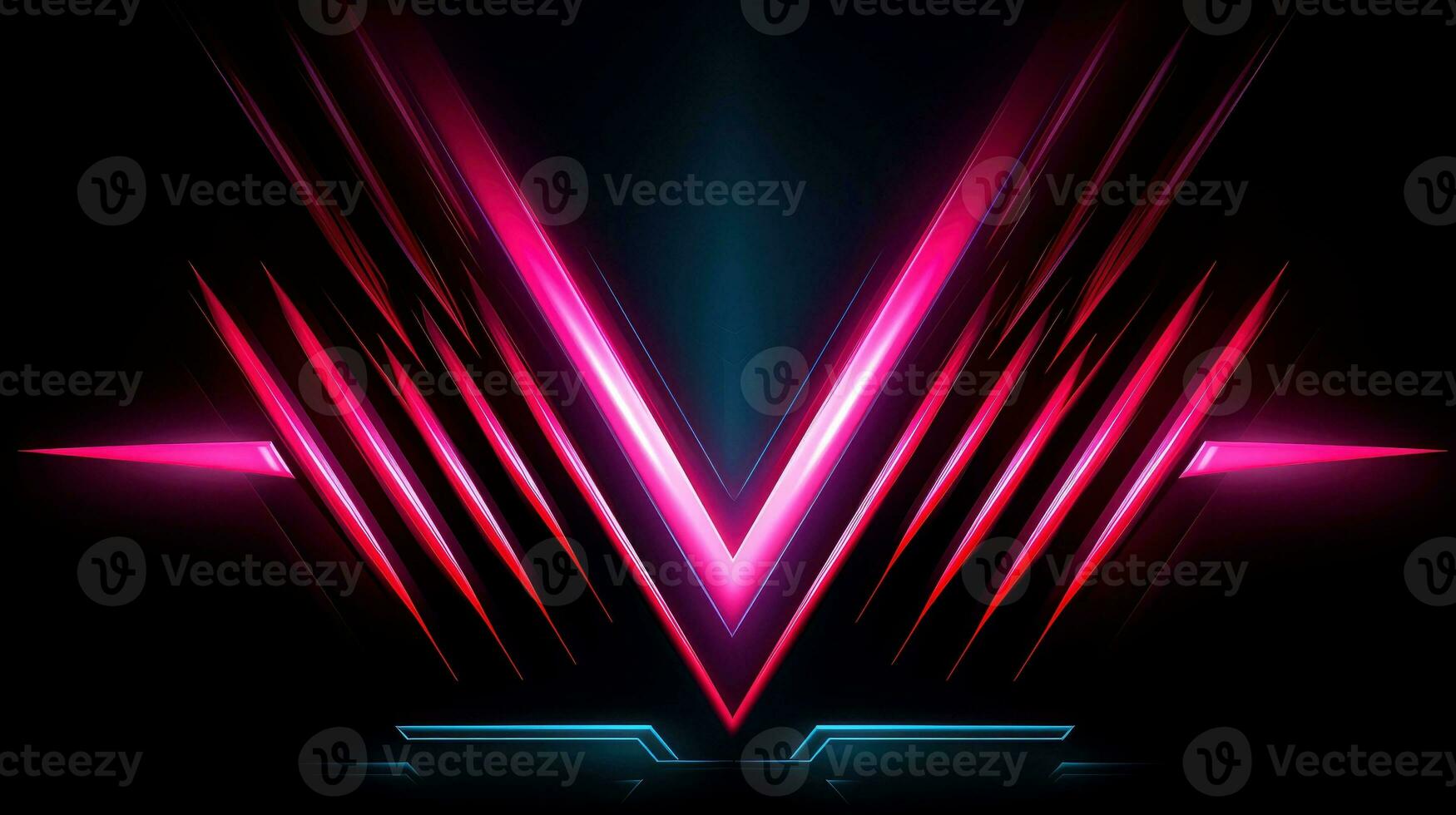 Abstract abstract neon glowing line, Technology background, Generative AI illustration photo