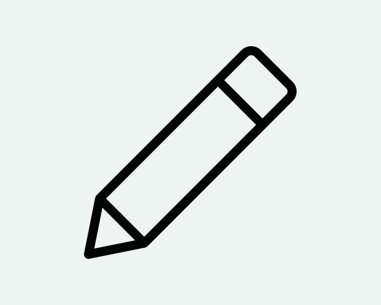 Pencil Edit Icon Pen Editor App Web Write Draw Art Drawing Tool Education School Office Business Black White Outline Line Shape Sign Symbol Vector