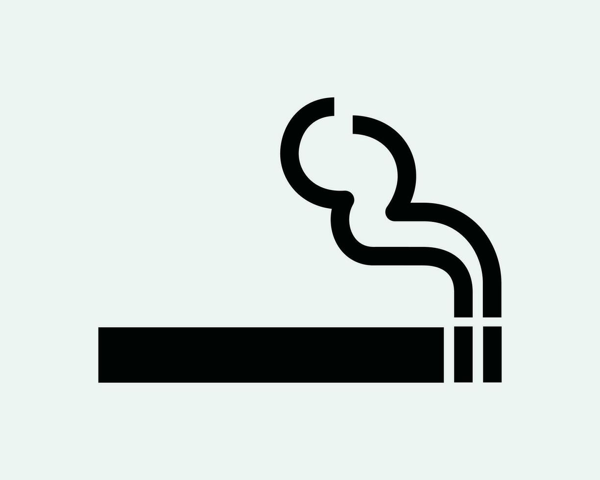 Smoking Sign Icon Cigarette Smoke Zone Vape Tobacco Nicotine Cigar Smoker Area Warning Prohibited Black White Outline Line Shape Sign Symbol Vector