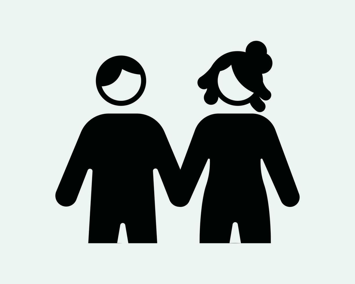 Couple Holding Hands Icon Date Dating Relationship Together Love Lover Romantic Hold Hand Arm Black White Line Outline Shape Sign Symbol EPS Vector