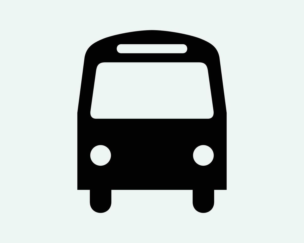 Bus Front View Public Transport Vehicle Van Traffic Road Stand Stop Station Trip Tour School Coach Black White Shape Icon Sign Symbol EPS Vector