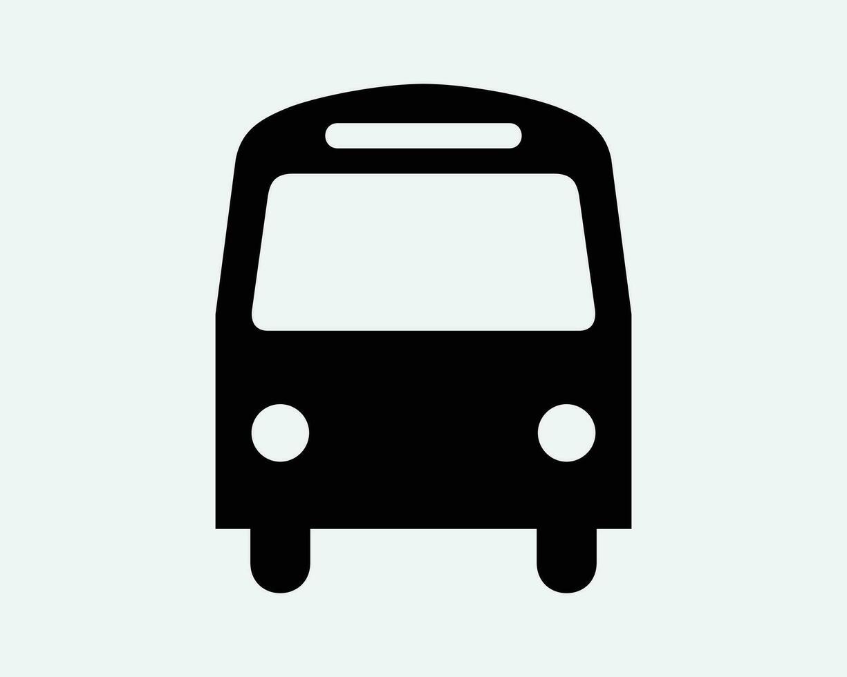 autobús frente ver público transporte vehículo camioneta tráfico la carretera estar detener estación viaje excursión colegio entrenador negro blanco forma icono firmar símbolo eps vector