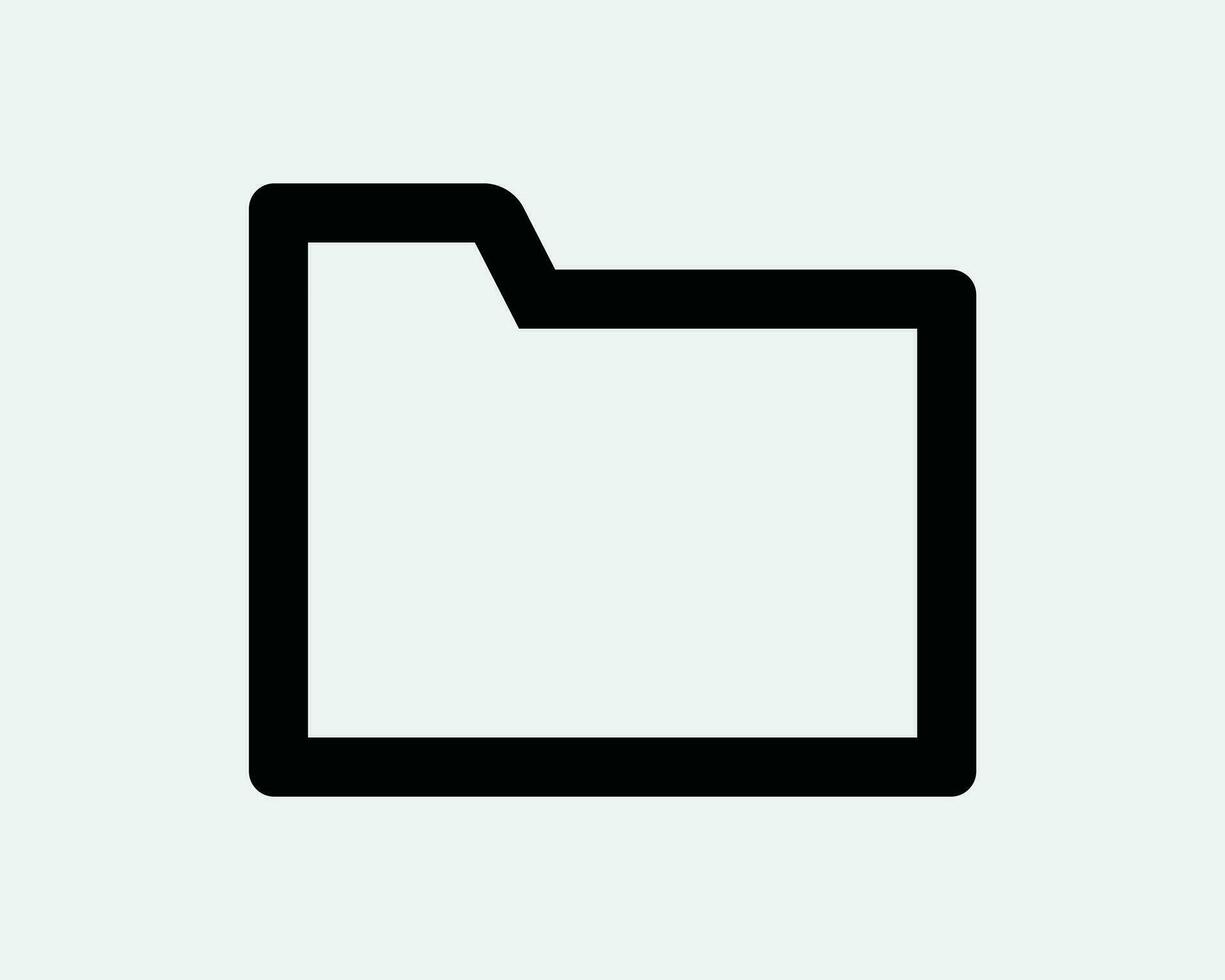 Folder Outline Icon Document Line Symbol Simple Flat File Sign Storage Archive Computer App Paper Organize Portfolio Black White Shape EPS Vector