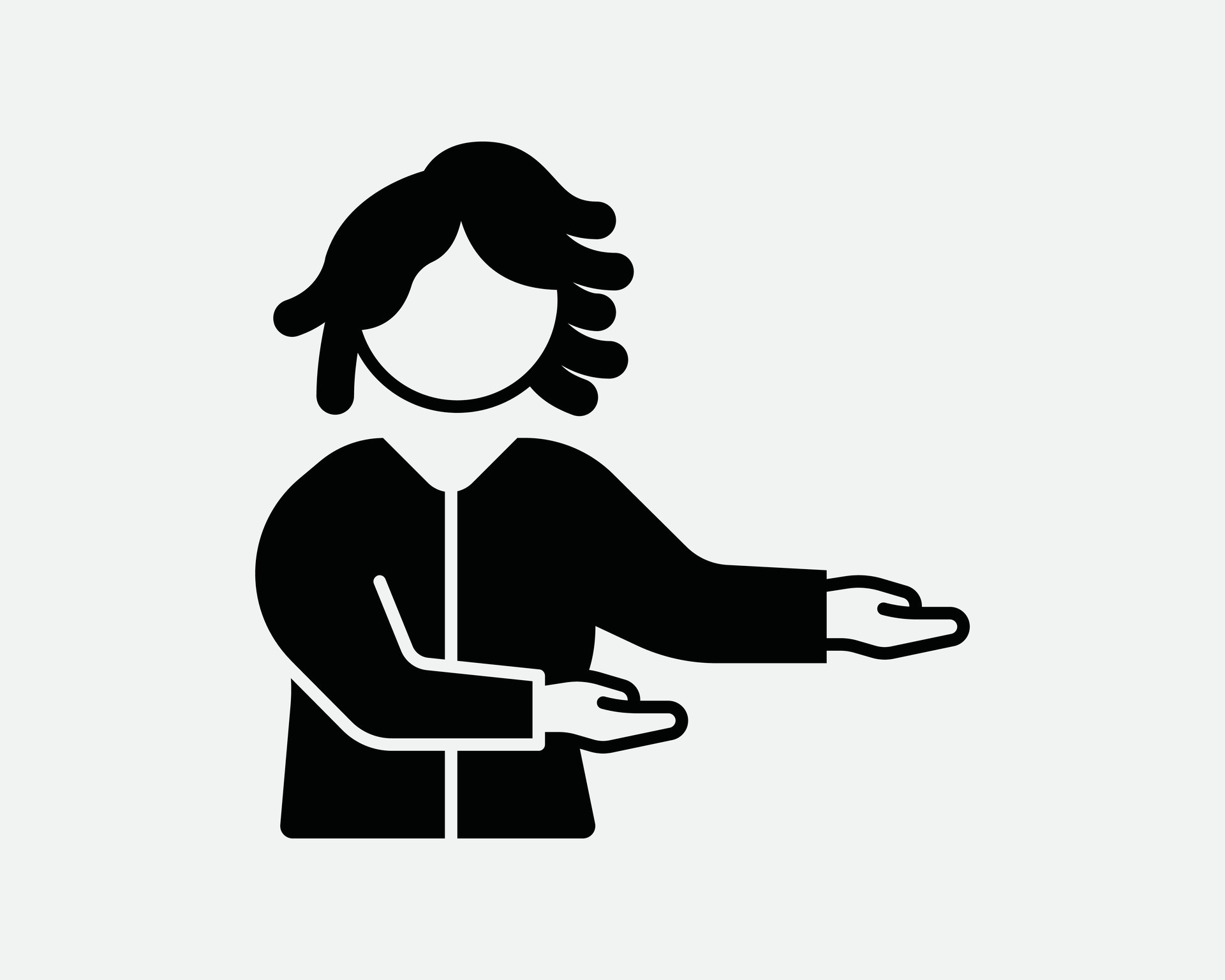 Woman Showing Gesture Icon Girl Female Invite Welcome Show Usher Stick  Figure Hand Point Pointing Black White Line Outline Shape Sign Symbol EPS  Vector 32047782 Vector Art at Vecteezy