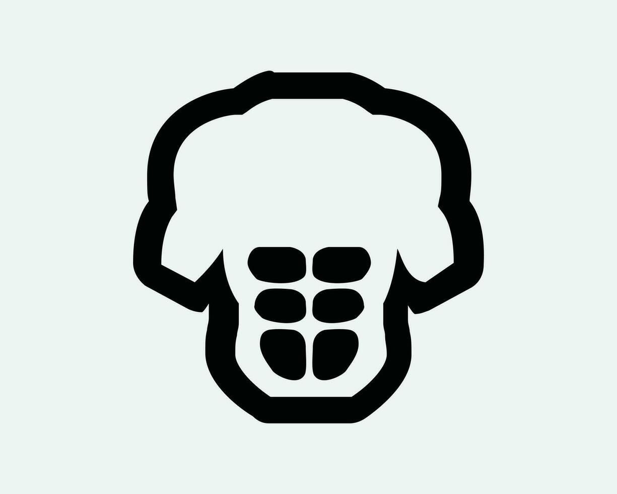 Six Pack Abs Icon Body Muscle Definition Bodybuilding Gym Exercise Workout String Healthy Core Black White Shape Line Outline Sign Symbol EPS Vector