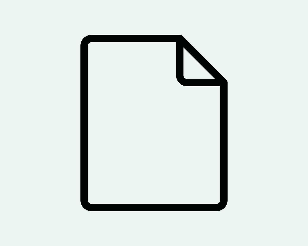 File Icon Folder Document Paper Sheet Blank Empty Note Notepad Contract Memo Text Form App Black White Outline Thin Line Shape Sign Symbol EPS Vector