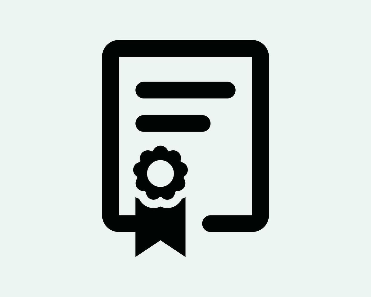 Certificate Icon Cert Diploma Paper Graduate Graduation Ribbon Success Achievement Successful Black White Line Outline Shape Sign Symbol EPS Vector