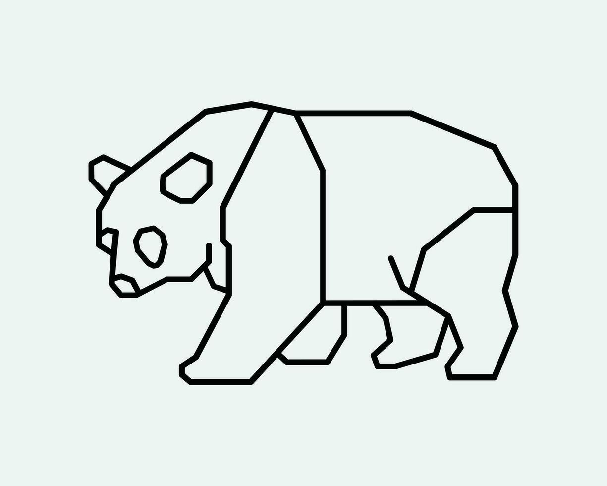 Panda Line Icon Wild Animal Geometry Design Wildlife Zoo Creature Nature China Art Chinese Bear Walk Black White Outline Shape Sign Symbol EPS Vector