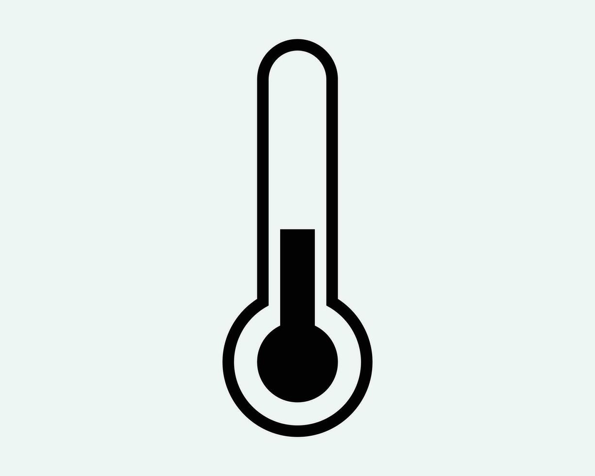 Thermometer Icon Temperature Measure Measurement Test Hot Cold Scale Measuring Tool Medical Black White Shape Line Outline Sign Symbol EPS Vector