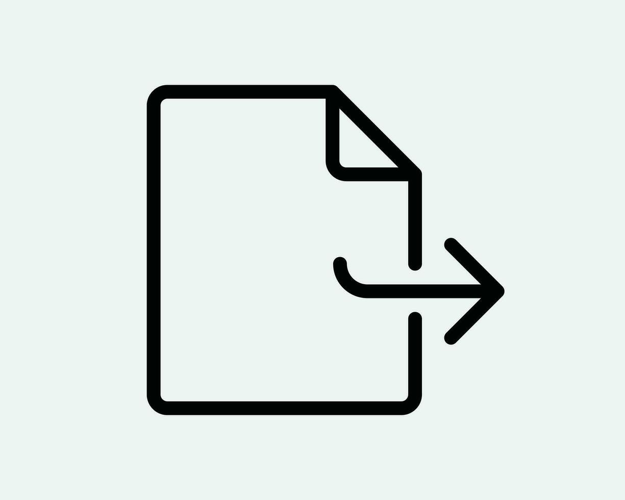 Forward File Document Icon Arrow Share Send Next Page Archive Reply Navigation Response Respond Black White Outline Line Shape Sign Symbol EPS Vector