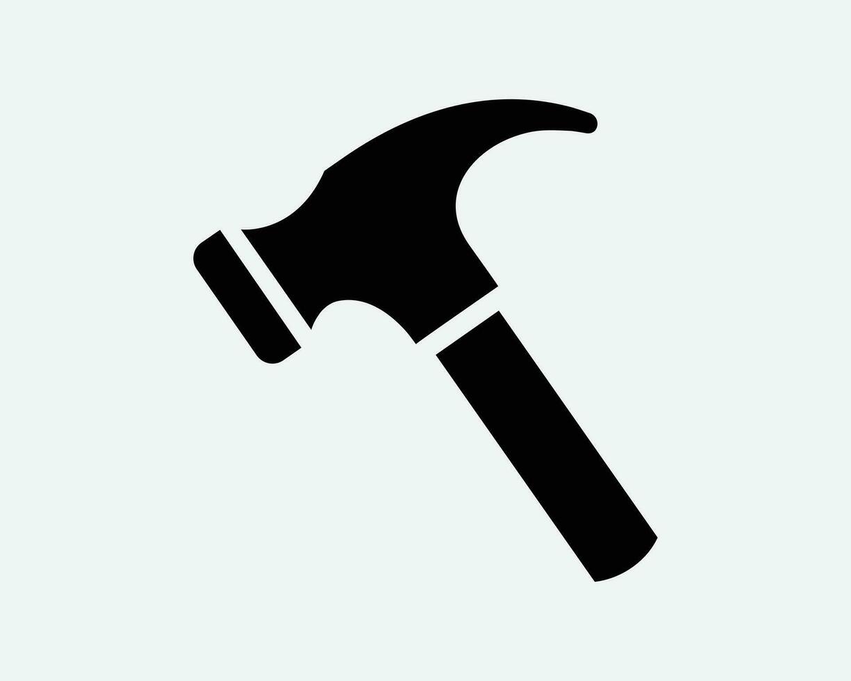 Hammer Icon Repair Construct Construction Hit Tool Industry Equipment Hardware Renovation Work Black White Shape Line Outline Sign Symbol EPS Vector