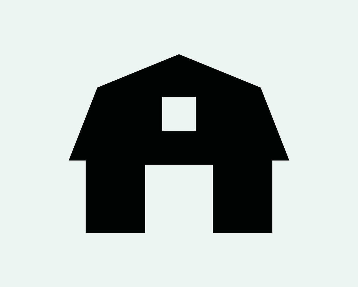 Barn Icon Farm Farmhouse Agriculture Building Ranch Warehouse Storage Structure Farming Pig Hut Hay Black White Outline Shape Sign Symbol EPS Vector