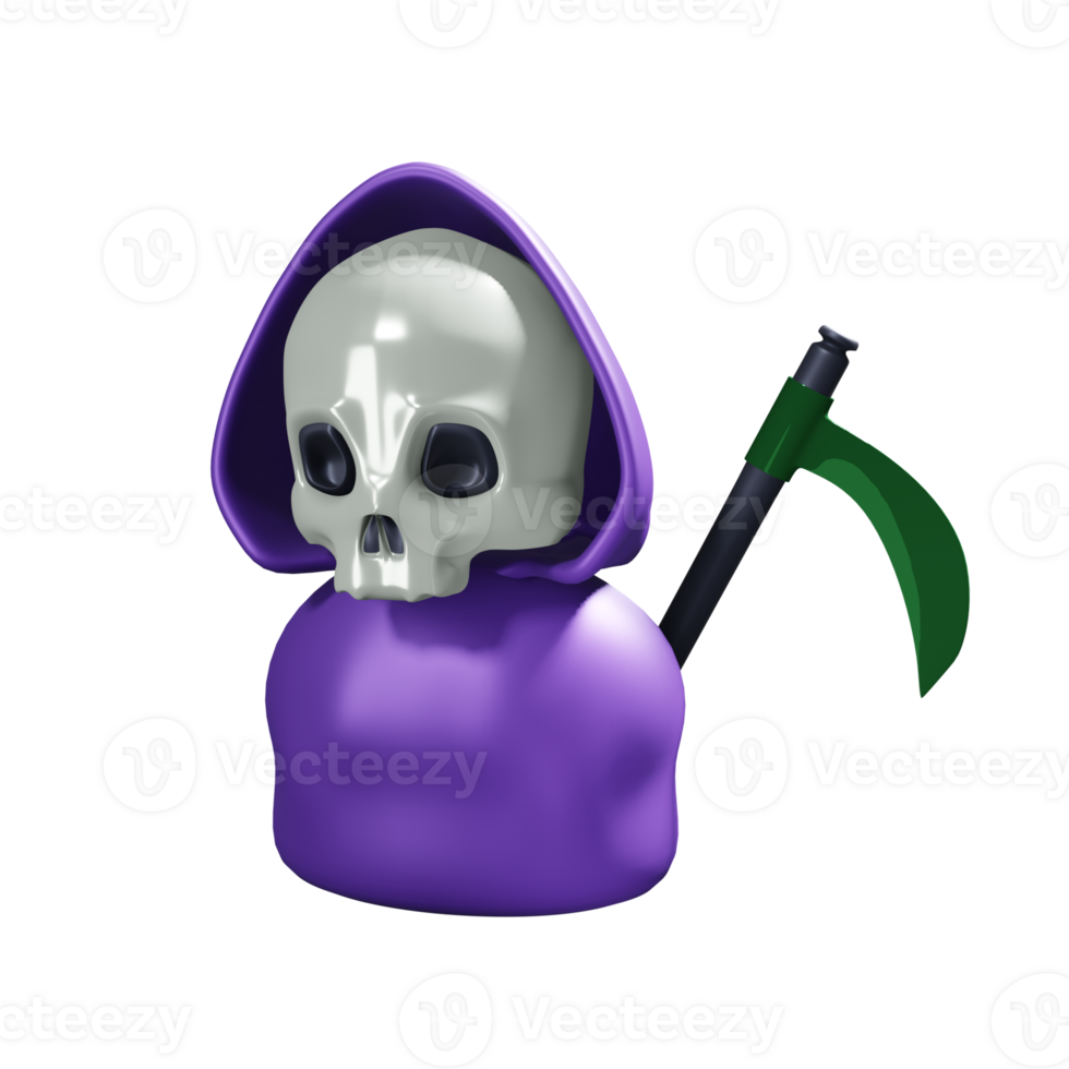 Grim Reaper. Halloween Icon 3D png