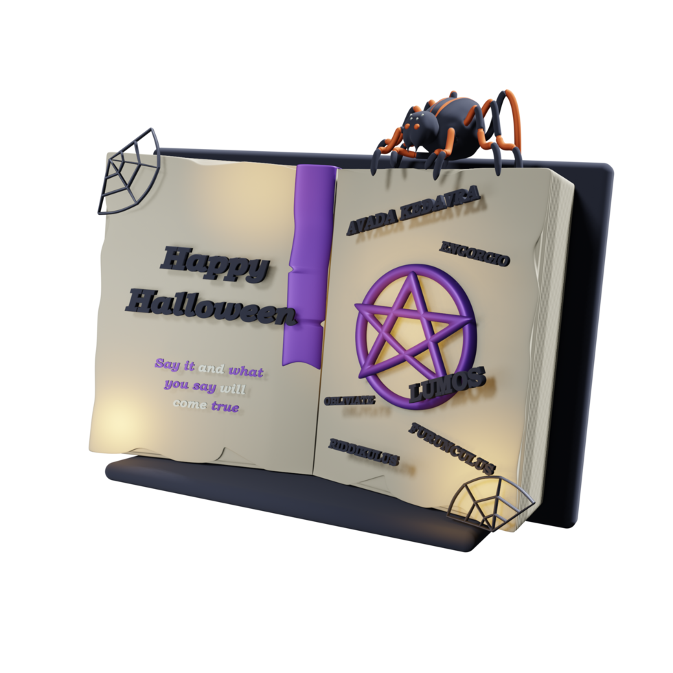 Zauberbuch. Halloween 3d Symbol png