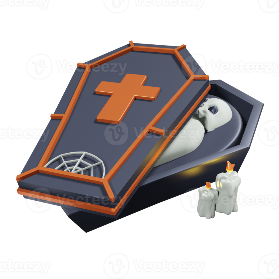 Coffin. Halloween Icon 3D png