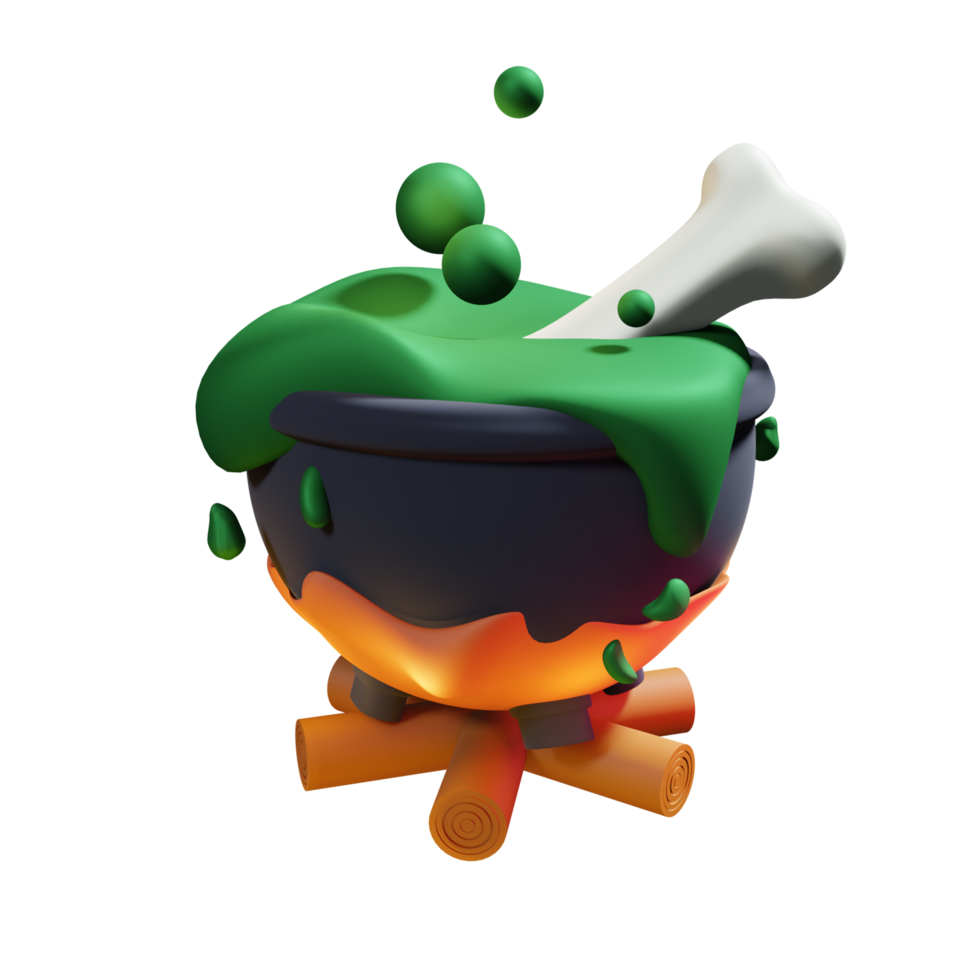 Cauldron. Halloween Icon 3D png