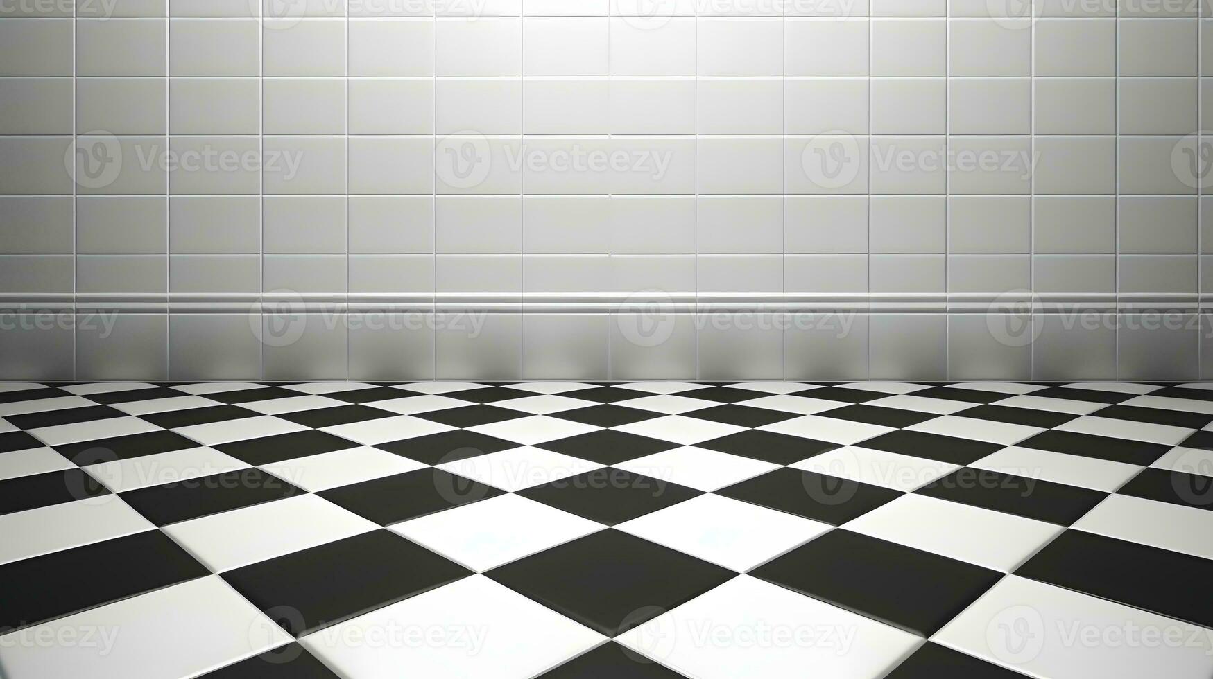 White tile wall chequered background bathroom floor texture. AI Generated photo