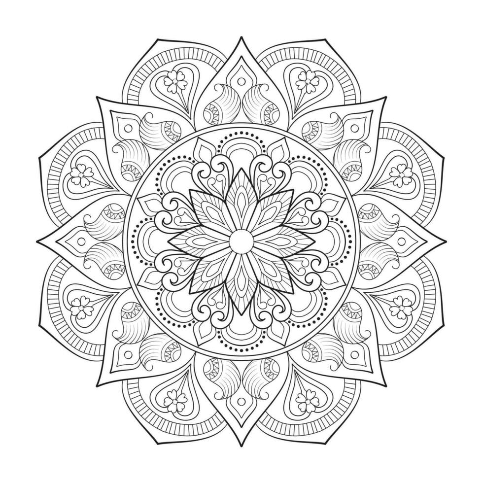 Simple Oriental Mandala Design of Coloring Book Page for Children vector