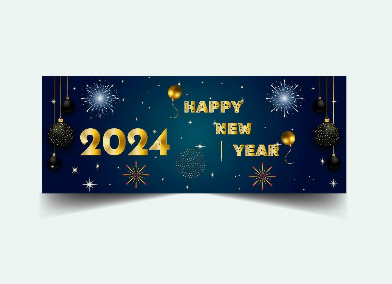 2024 new year celebration banner template golden decoration vector illustration