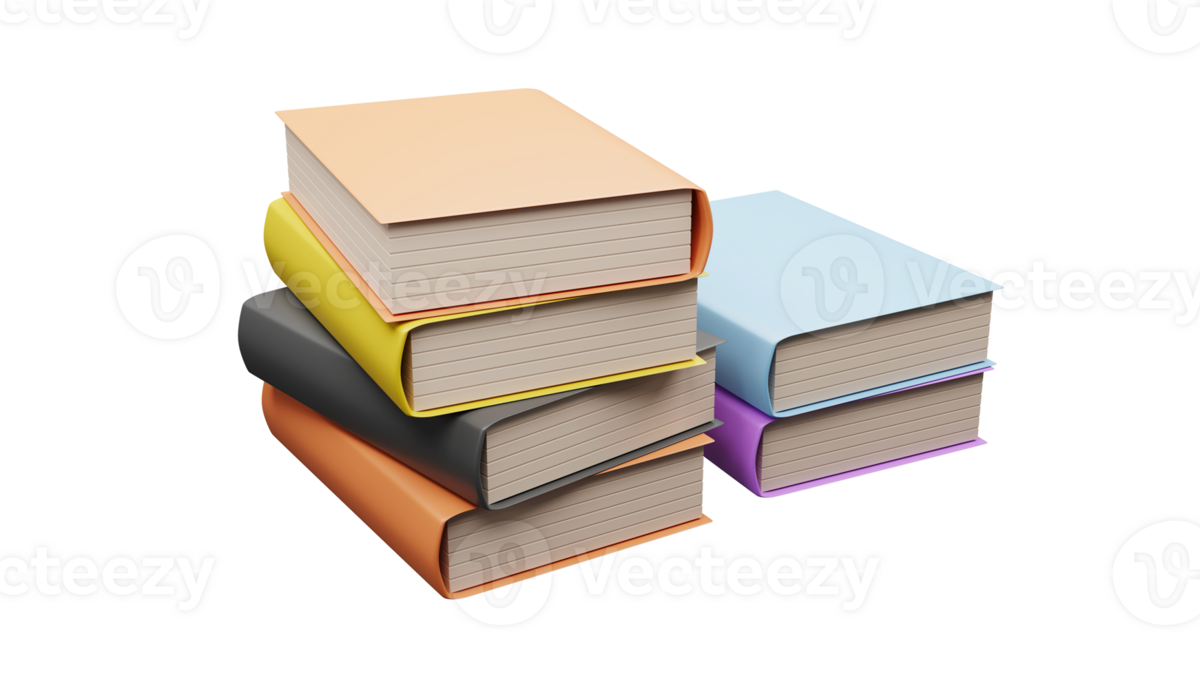 3D rendering of a stack of books png