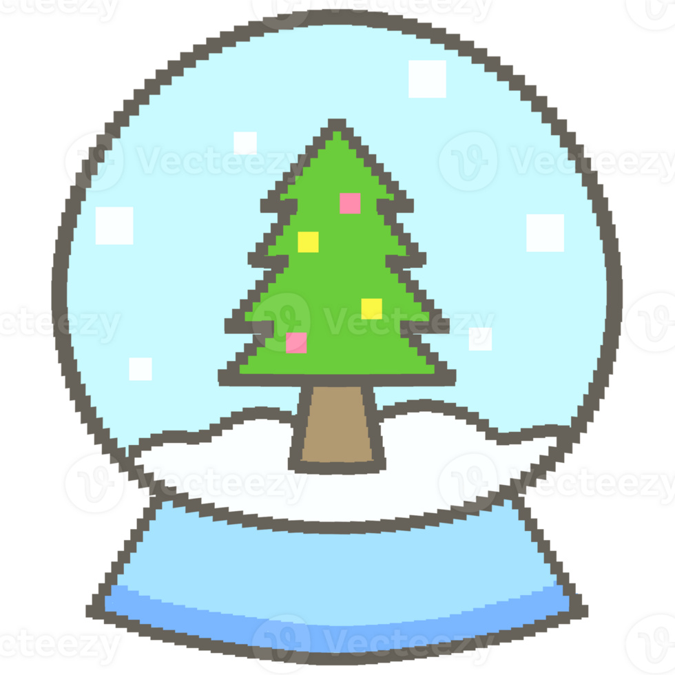 pixel art neige globe Noël arbre png