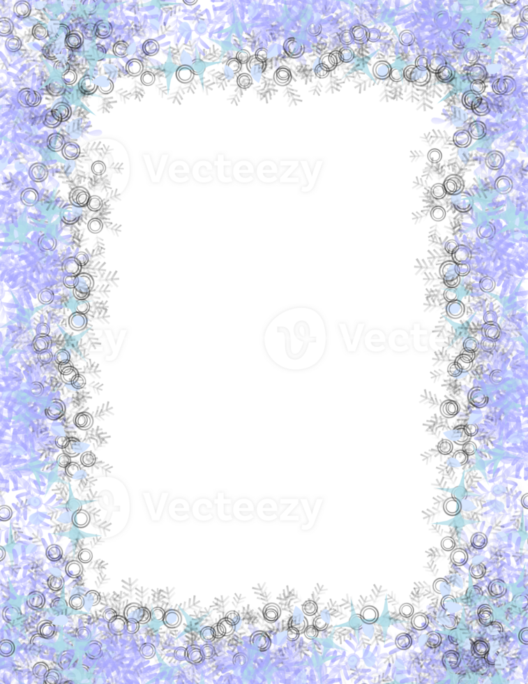 Rectangle winter frame with snowflake border png