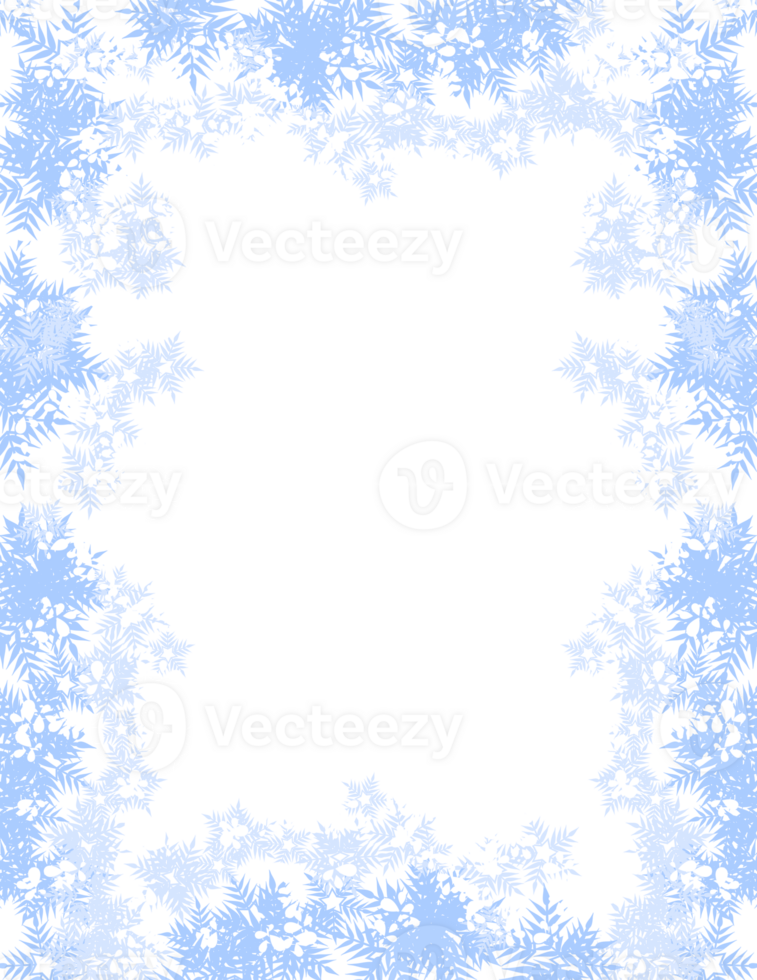 Rectangle winter frame with snowflake border png