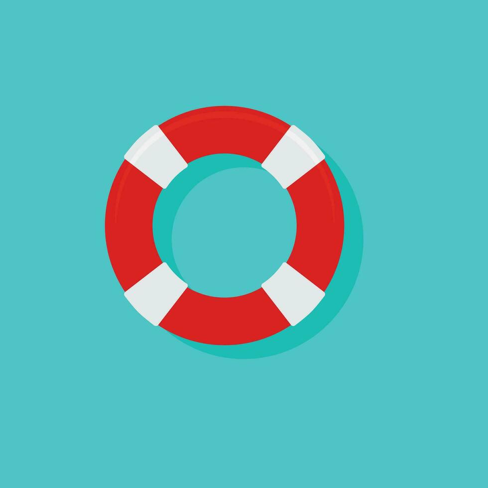 Lifebuoy on the water. Flat style vector illustration
