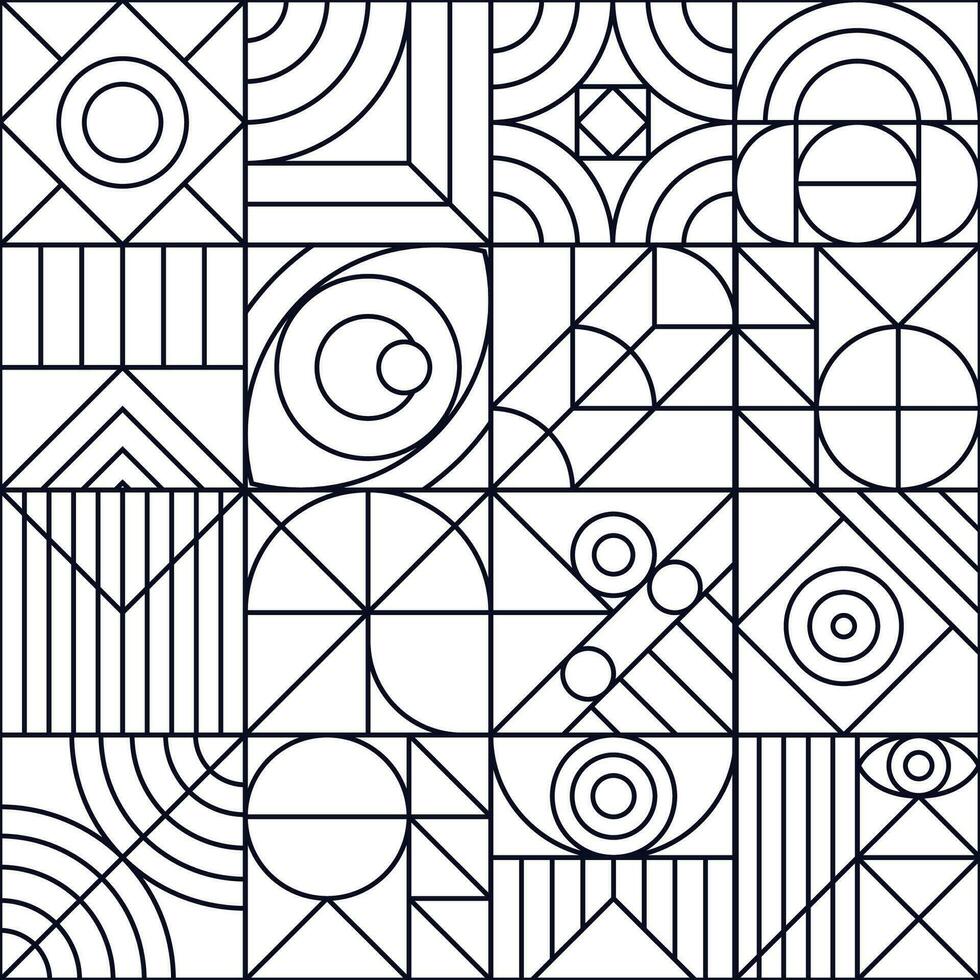 Geometry pattern minimal 20s bauhaus line style vector