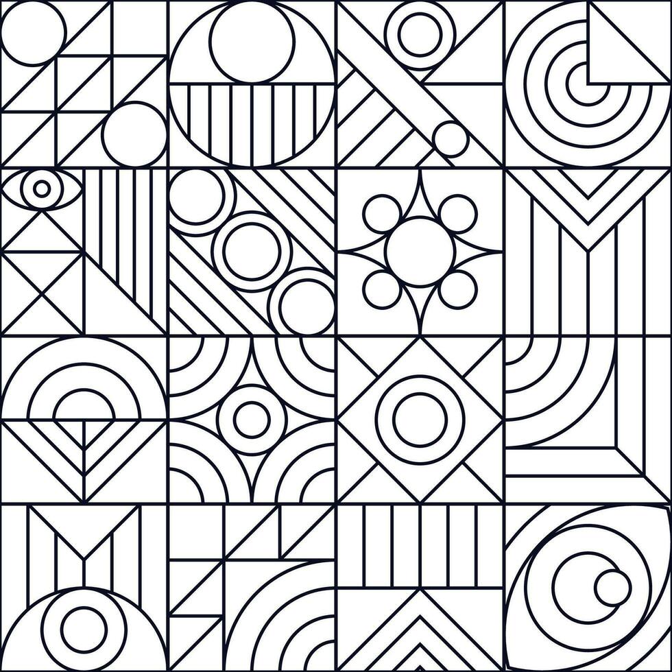 Geometry pattern minimal 20s bauhaus line style vector