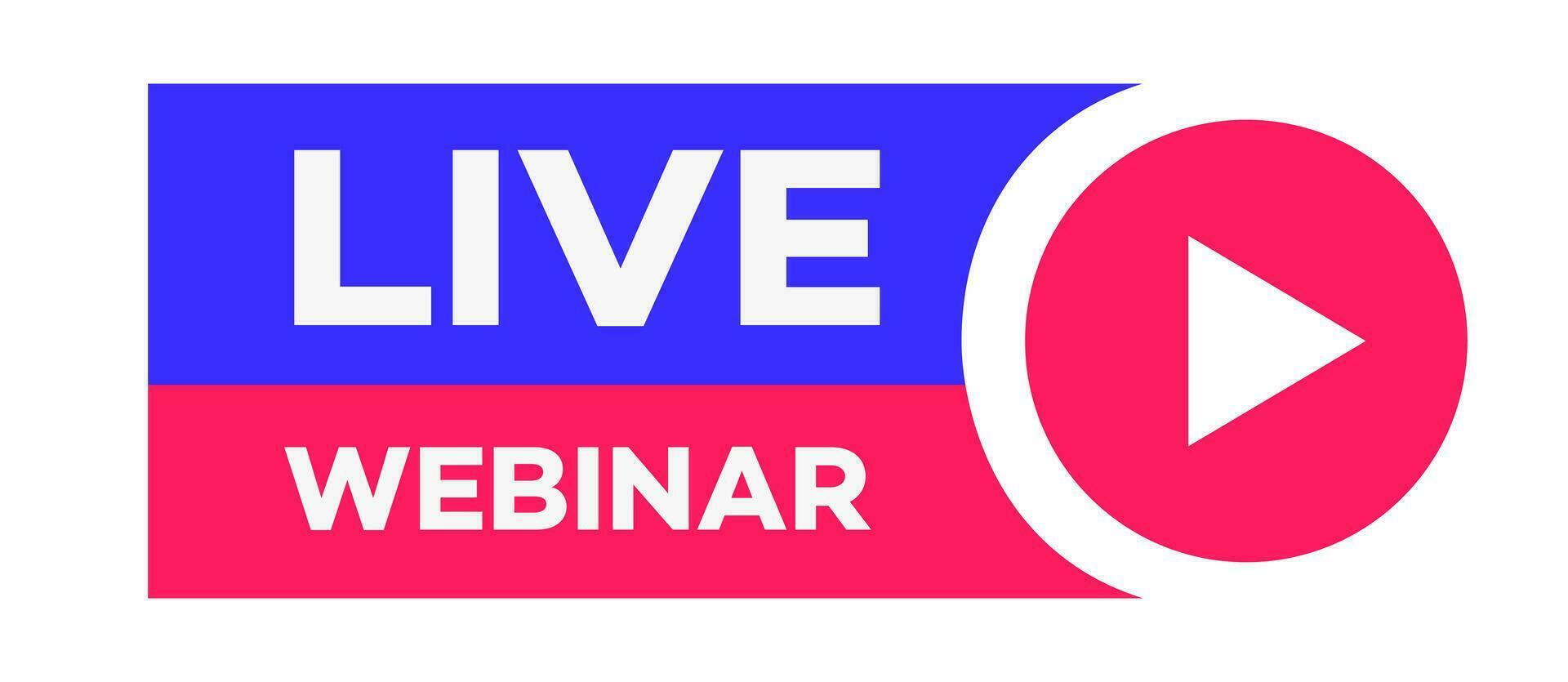Webinar live emblem flat style isolated vector
