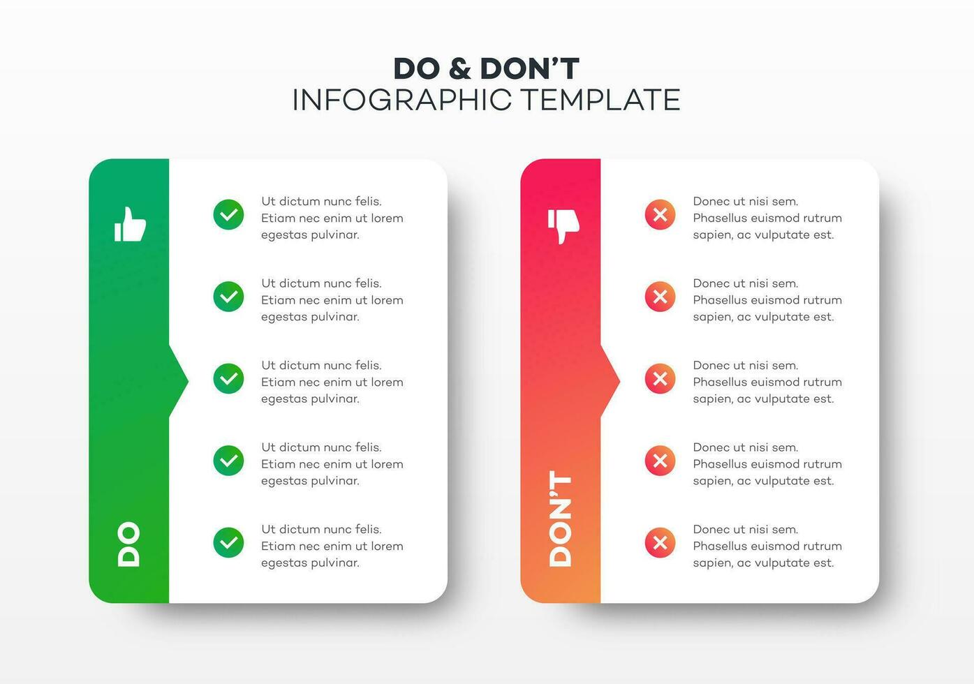 hacer y no infografía modelo vector